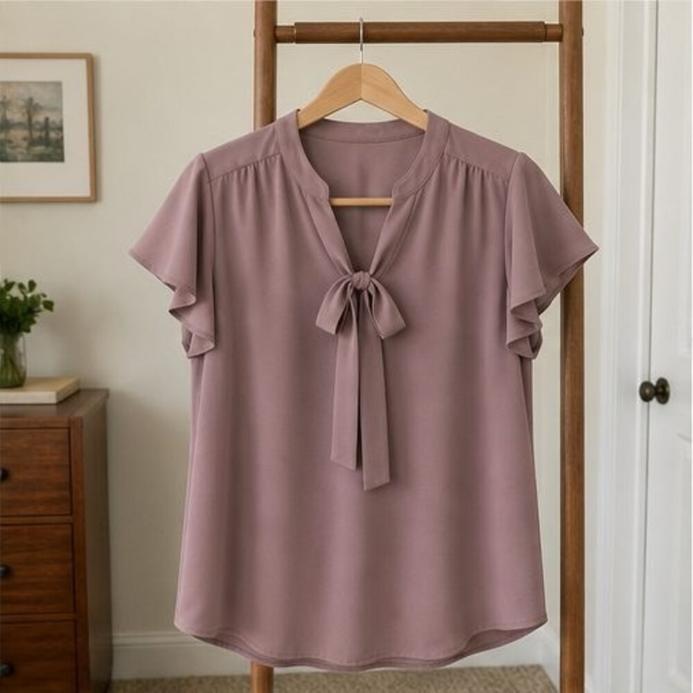 Mauve Tie Neck Blouse